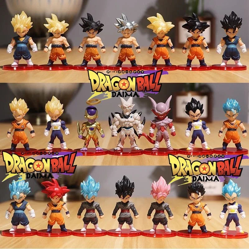 7CM Q-version Dragon Ball Z Super Saiyan Son Goku Anime Figure Vegeta IV Son Gohan Majin Buu Action Figurine Model Gifts Toy