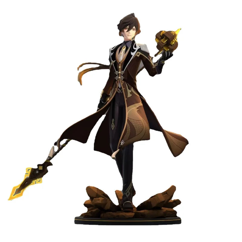 26cm Genshin Impact Zhongli Standing Position Hold A Knife Game Gk Statue Boys Collection Desktop Decoration Ornament Toys Gifts