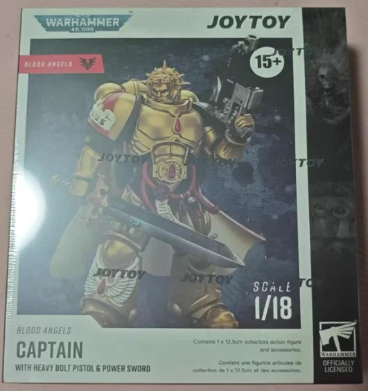 【SF】JOYTOY Warhammer 40K 1/18 Action Figure Blood Angels Captain with Heavy Bolt Pistol Power Sword Model Toys Gifts Collection