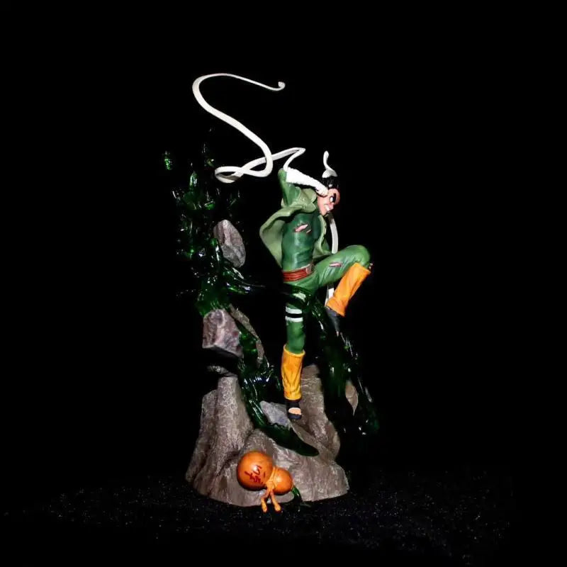 32cm New NARUTO Anime Figure Rock Lee Perimeter PVC Model Scene Statue Desktop Decoration Ornaments Kids Christmas Gifts Toys