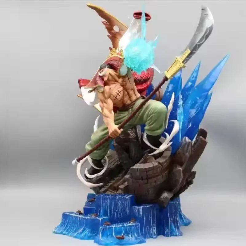 38cm Anime Figure One Piece Whitebeard Pirates Famous Naval Battle Scene Can Emit Light Peripheral Pvc Model Desktop Gifts Toys