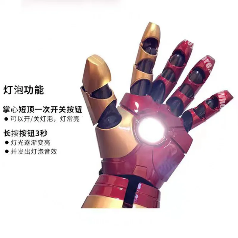 In Stock Mk43 Avengers Marvel 1:1 Iron Man Glowing Arm Gloves Cosplay Performance Props Wearable Figure Toys Gifts Customized