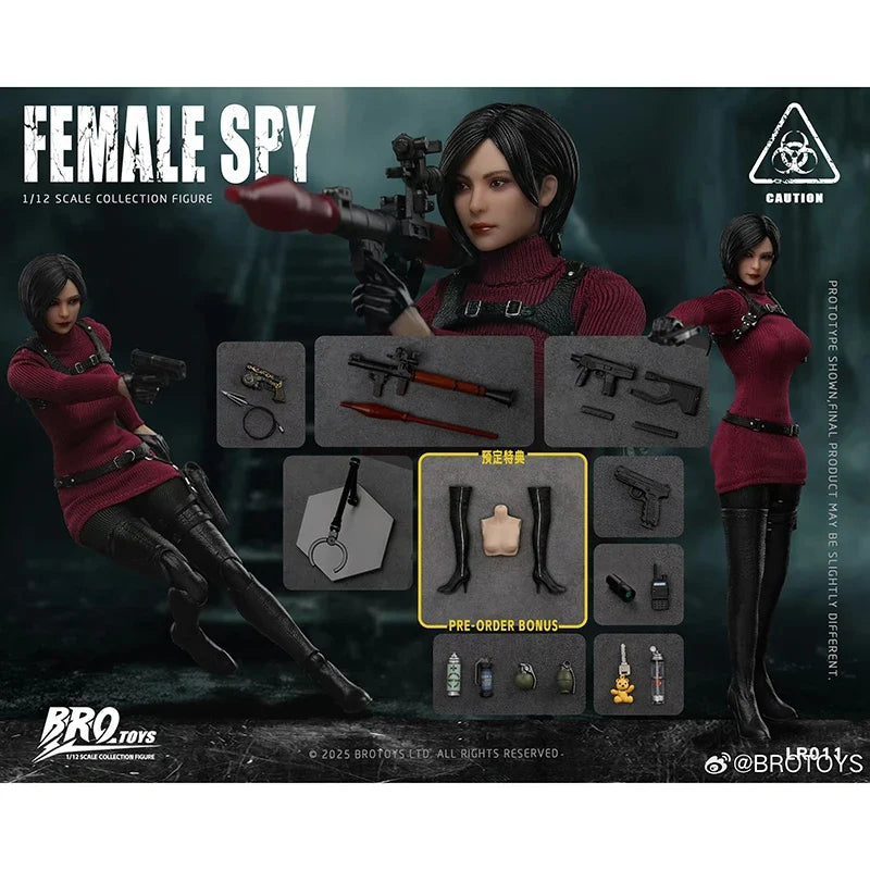 In Stock 100% Original Brotoys 1/12 LR011 Female Spy LR011 Zombie Evil Crisis Ada Wong with preorder bonus Anime Action Figures