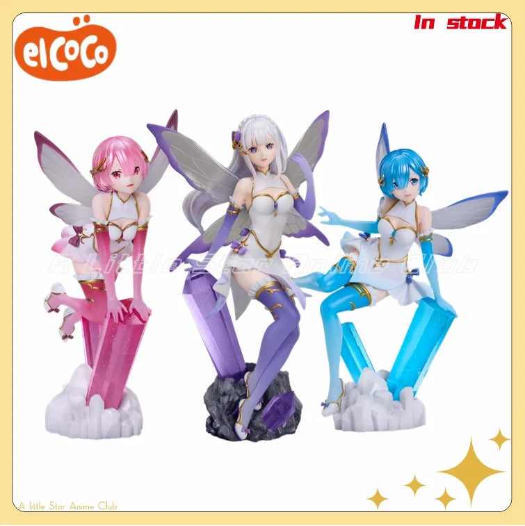 Original ElCOCO Re0 RAM/Emilia/REM Gem Princess 1/7 Animation Figures Toy Models