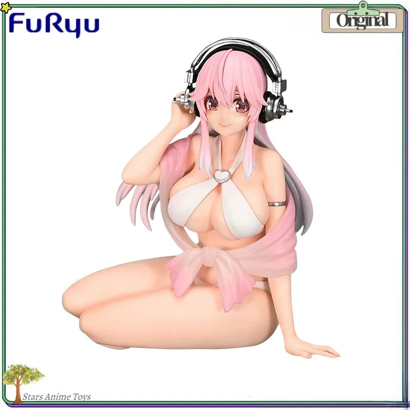Original FuRyu Noodle Stopper Figure SUPER SONICO White Bikini Toy Ornament Model