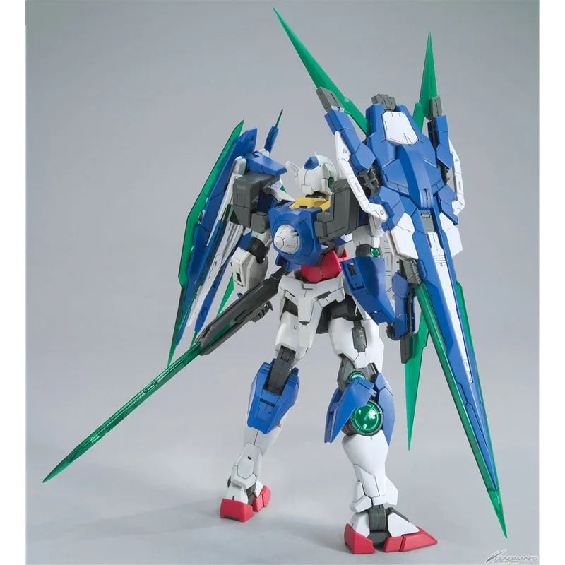 Bandai Original MG Gundam 00 Qan T GNT-0000 1/100 Anime Action Figure Assembly Model Toys Gifts For Children Collectible Kit