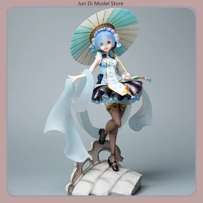 Re:Zero Rem Lolita Style Anime Figure 28cm with Umbrella Desktop Decoration Collectible Action Figure for Gift