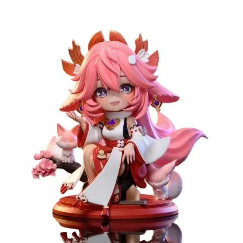 Cute Genshin Impact Figure Figurine Yae Miko Ganyu Hu Tao PVC Model Art Craft Desk Decor Ornament Gift