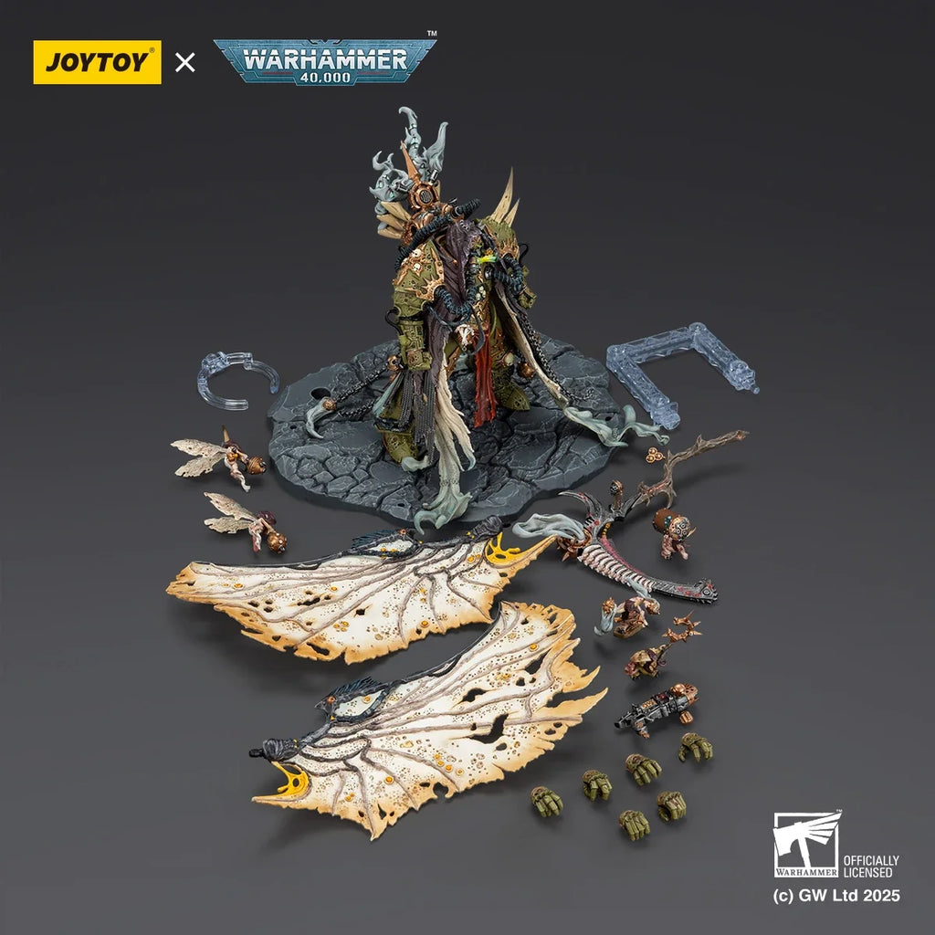 JOYTOY Warhammer 40K Action Figure Mortarion Daemon Primarch of Nurgle with Ancient weapons The Lantern and Silence Model Toys