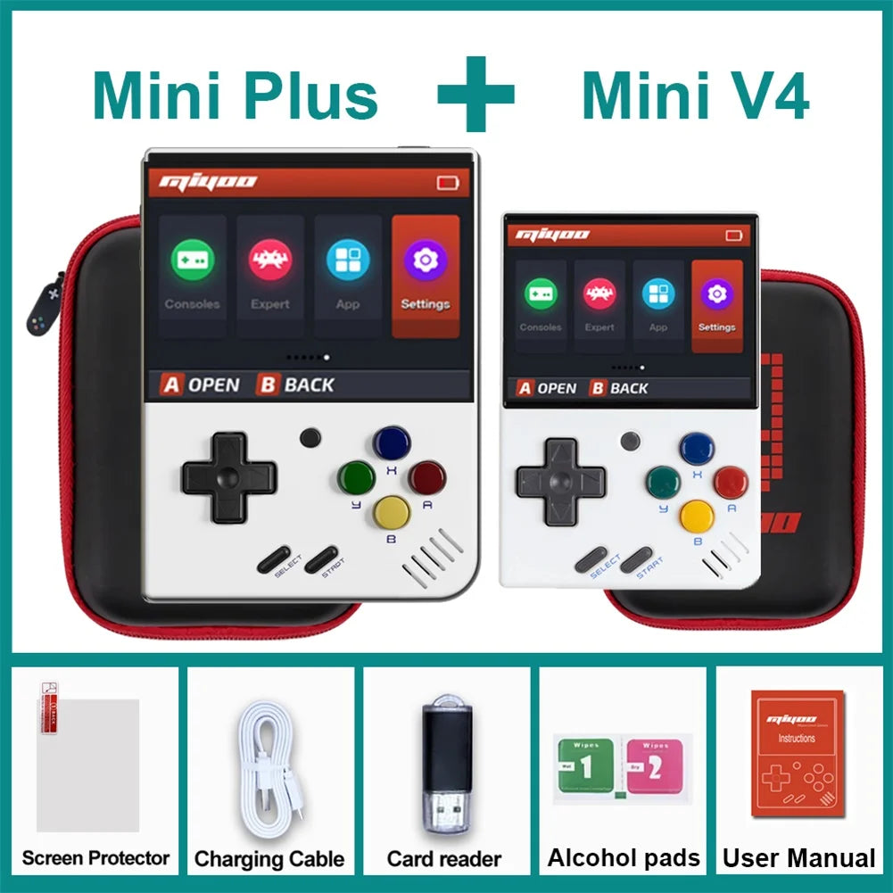 MIYOO Mini Plus + V4 Combination Portable Retro Handheld Game Console 3.5/2.8''IPS Screen Classic Video Game Console Gaming Gift