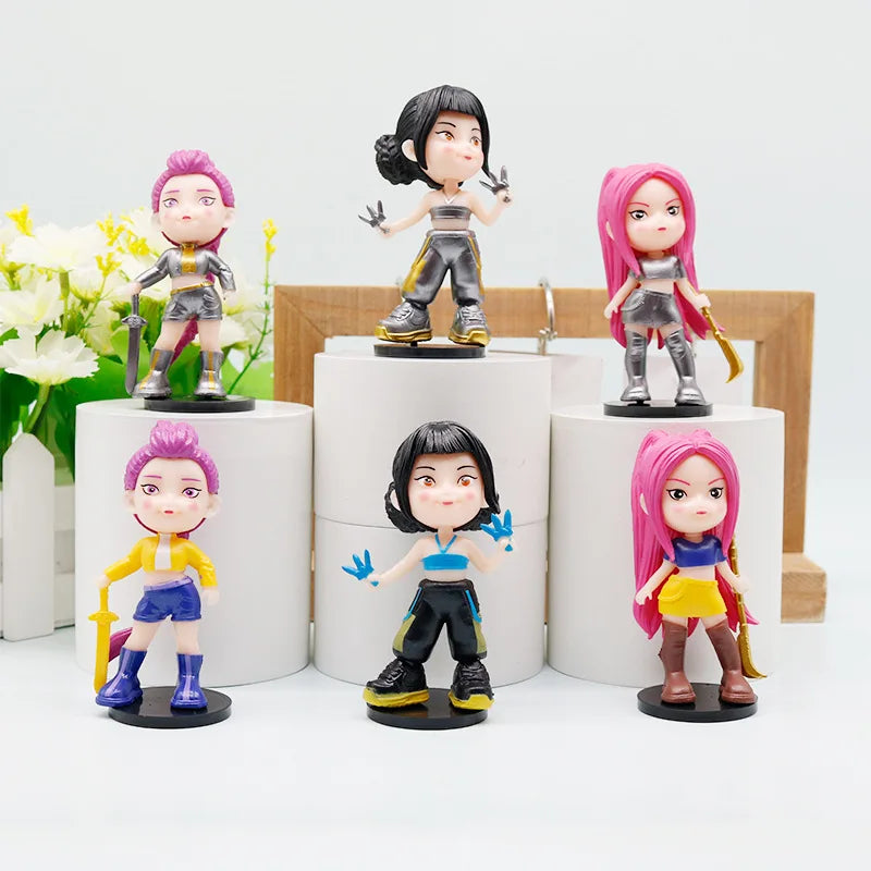 6pcs/Set Kpop Demon Hunters Figure Toy Cartoon Rumi/Mira/Zoey Action Figure PVC Desktop Decoration Model Doll Toy Fans Gift