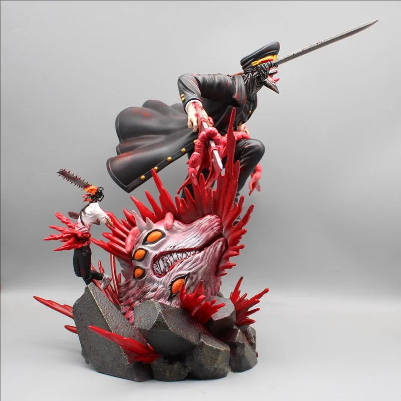 Anime Chainsaw Man Denji Figures VS Samurai Sword Action Figures 35cm PVC Figurine Model Collection Toys for Children Doll Gifts