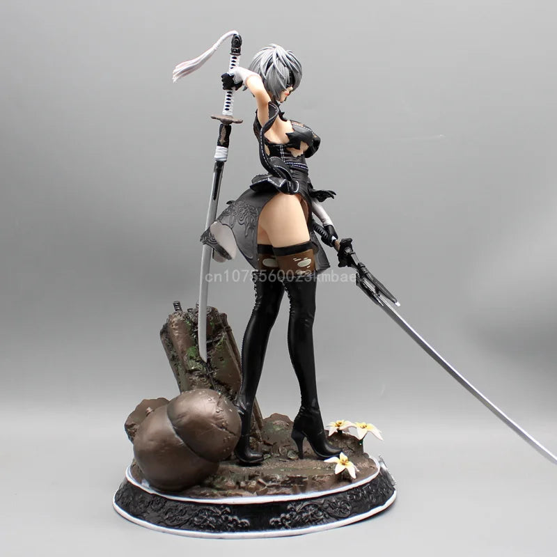 Nier Automata Figures Yorha No.2 Figure 33cm Pvc 2B Statue 2 Heads Action Figurine Collection Cars Ornament Hot Girls GK Gifts