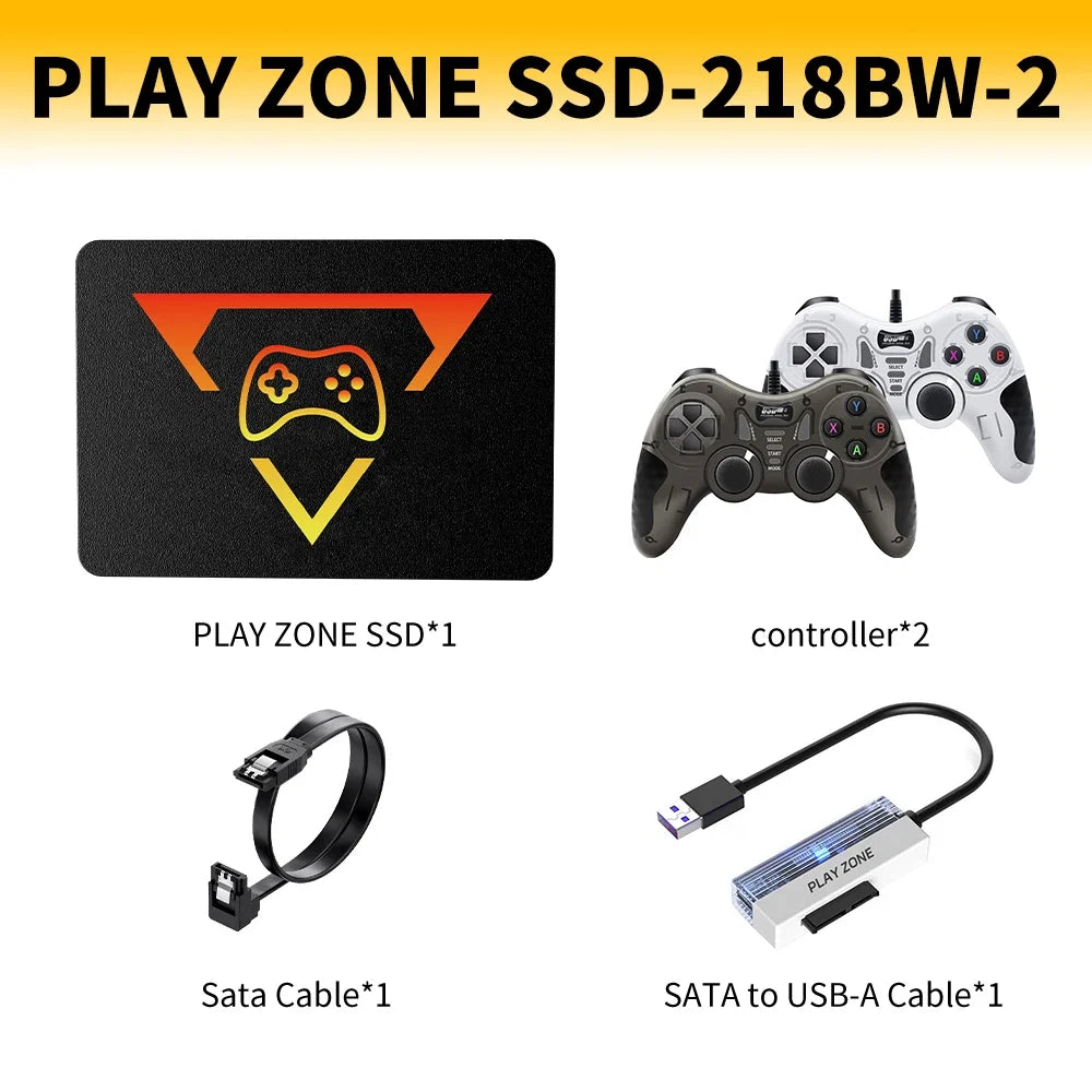 PlayZone 1TB  Gaming SSD Game Console 80+Emulator for PS5/PS4/Switch/XBOX/PS3/PS2 with 16191 AAA&3D&Retro Game for Win PC/Laptop