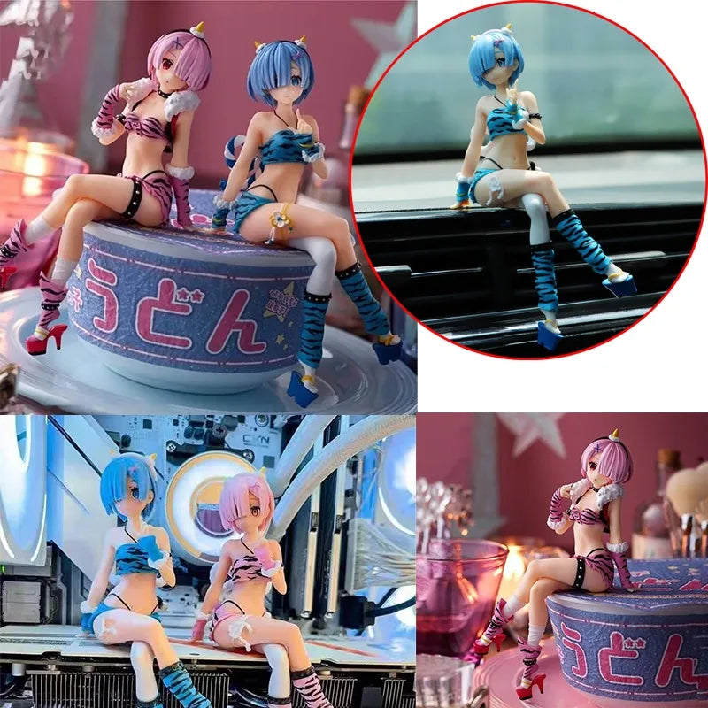 Rem Ram Swimsuit Pretty Girl Collection Ornament Anime Characters Desktop Automotive Parts Toys Series Boys Girls Toys Gifts