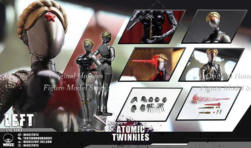 In Stock Wikeetoys WKT002 1/12 Scale Female Soldier Atomic Twinnies Robot Full Set 6-inches Action Figure Model Doll Gifts
