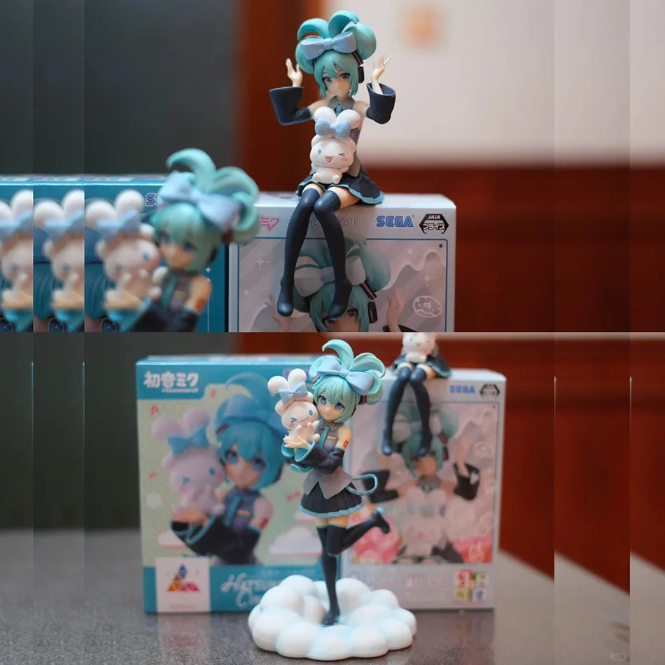 20CM Anime Hatsune Miku X Cinnamoroll Figure Anime Peripheral Collectible Models Decorative Decorations Children Kawaii Gift