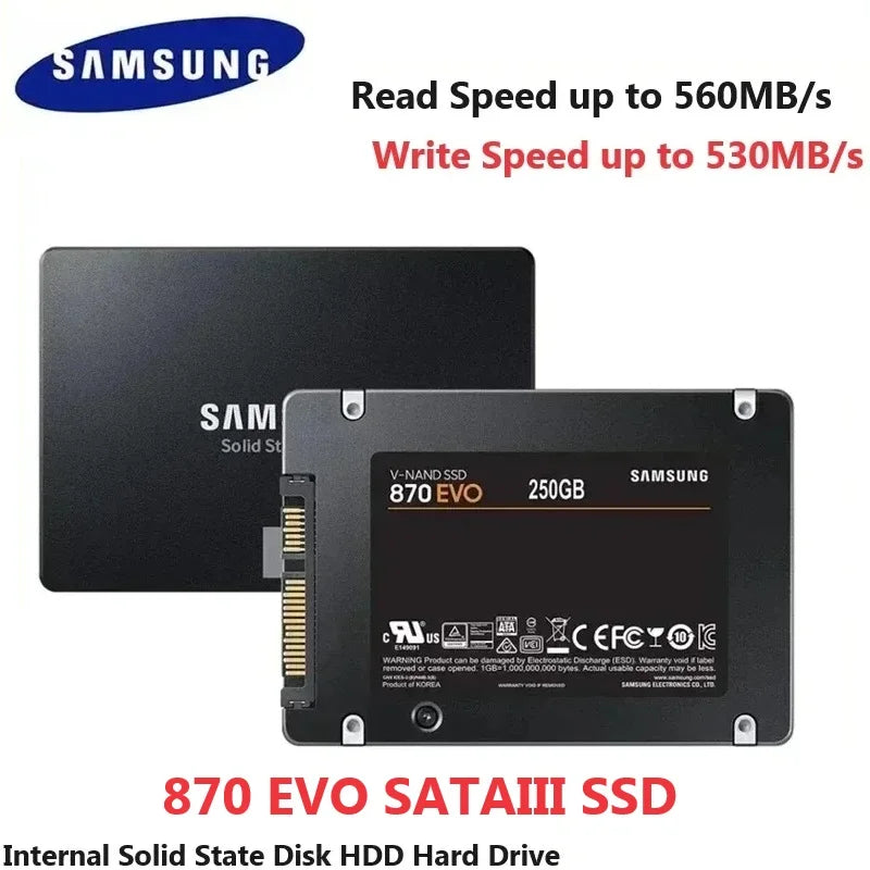 SAMSUNG 870 EVO SSD SATAIII MLC Internal Solid State Disk 2.5 HDD Hard Storage Drive For Laptop Microcomputer Desktop PS4 PS5