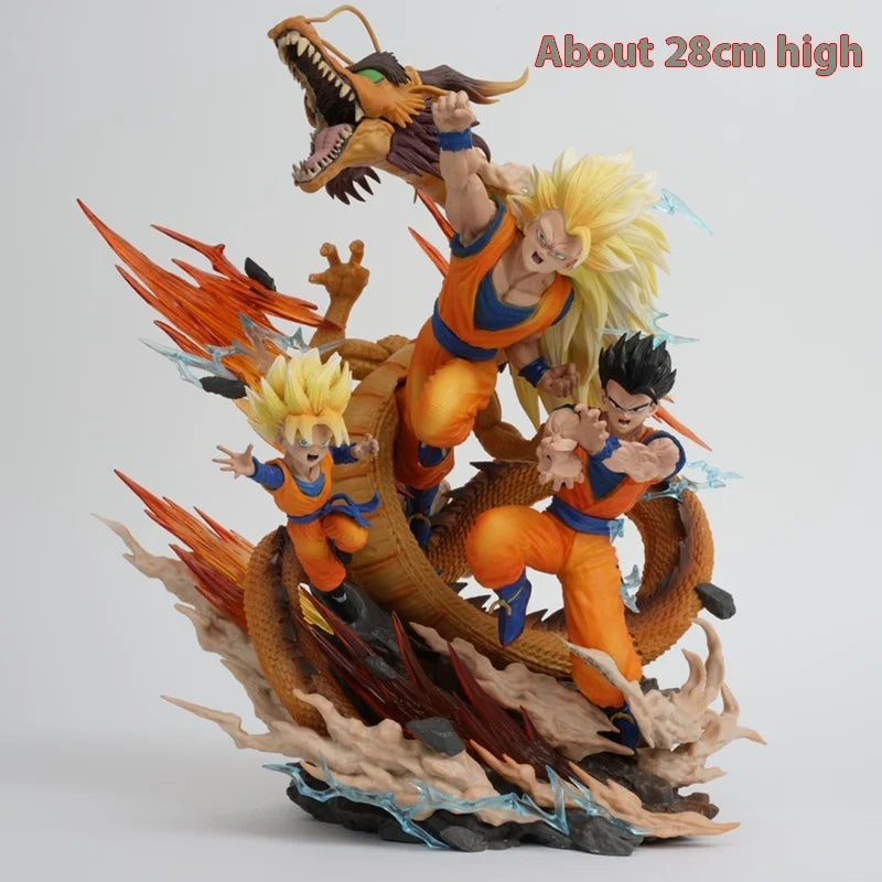 28cm Dragon Ball Goku Gofan Goten Dragon Fist Explosion Anime Figure Model Statue Collection Desktop Decoration Ornament Toys