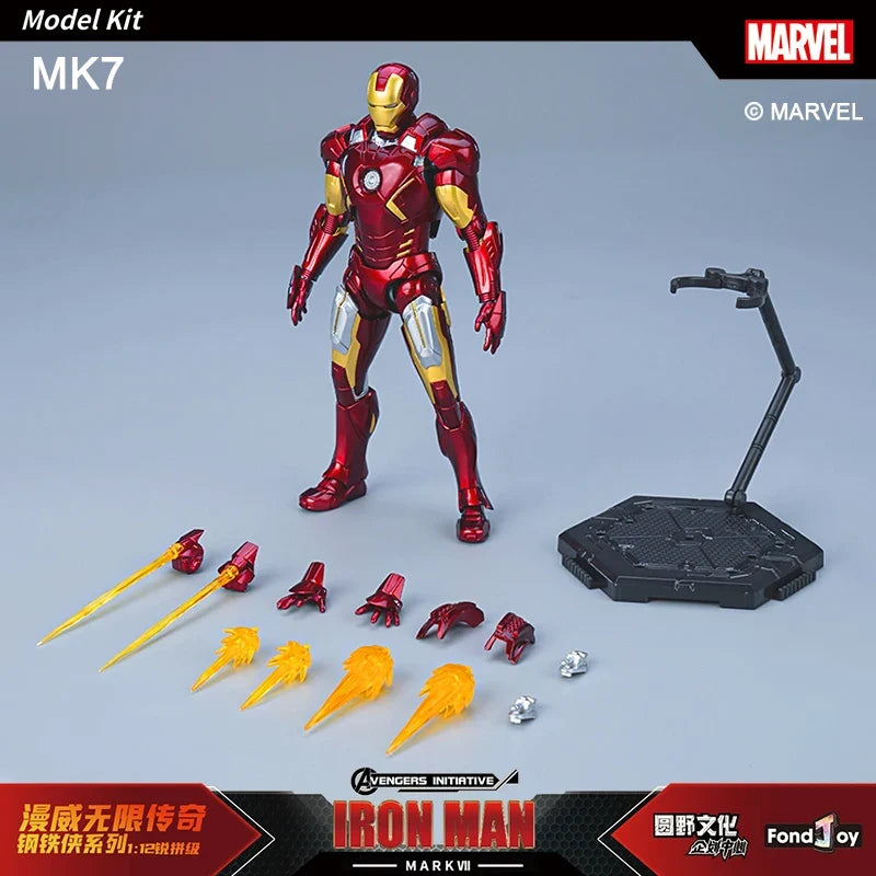 Fondjoy Marvel Iron Man MK1 Assemble Toy ABS Material First Generation Iron Man 1/12 Action Figures Toy Birthday Gifts for Boys