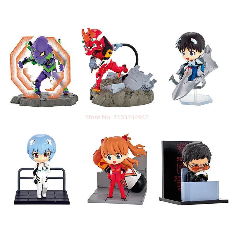 Re-Ment Anime Eva Ayanami Rei Asuka Q-Version Kawaii Pvc Action Figure Model Statue Desk Decor Collectible Toy Gift