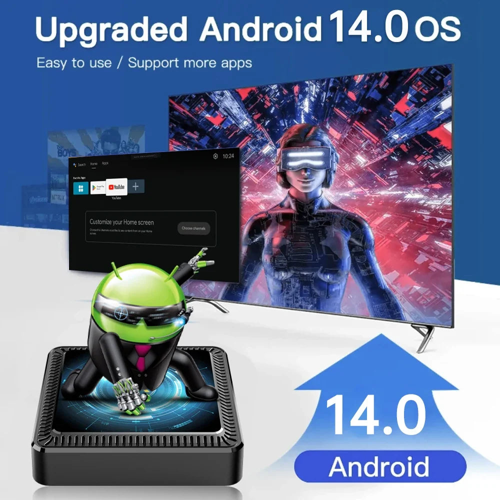 Very Fast Smart TV Box Q19 Android 14 Allwinner H618 Google Assistant Dual Wifi 5G Wifi6 8K 8GB 128GB Media Player Set Top Box