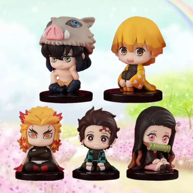 Anime Demon Slayer Kimetsu no Yaiba Figure Kamado Tanjirou Action Figure Agatsuma Zenitsu Nezuko Warrior Q Version PVC Model Toy
