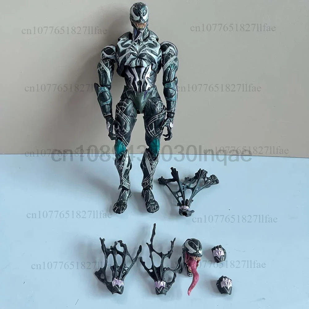 PLAY ARTS Figur Venom Spiderman Actionfigur Modell Spielzeug Gelenkbewegliche Puppe Kreatives Geschenk für Freunde Bücherregal-Ornament