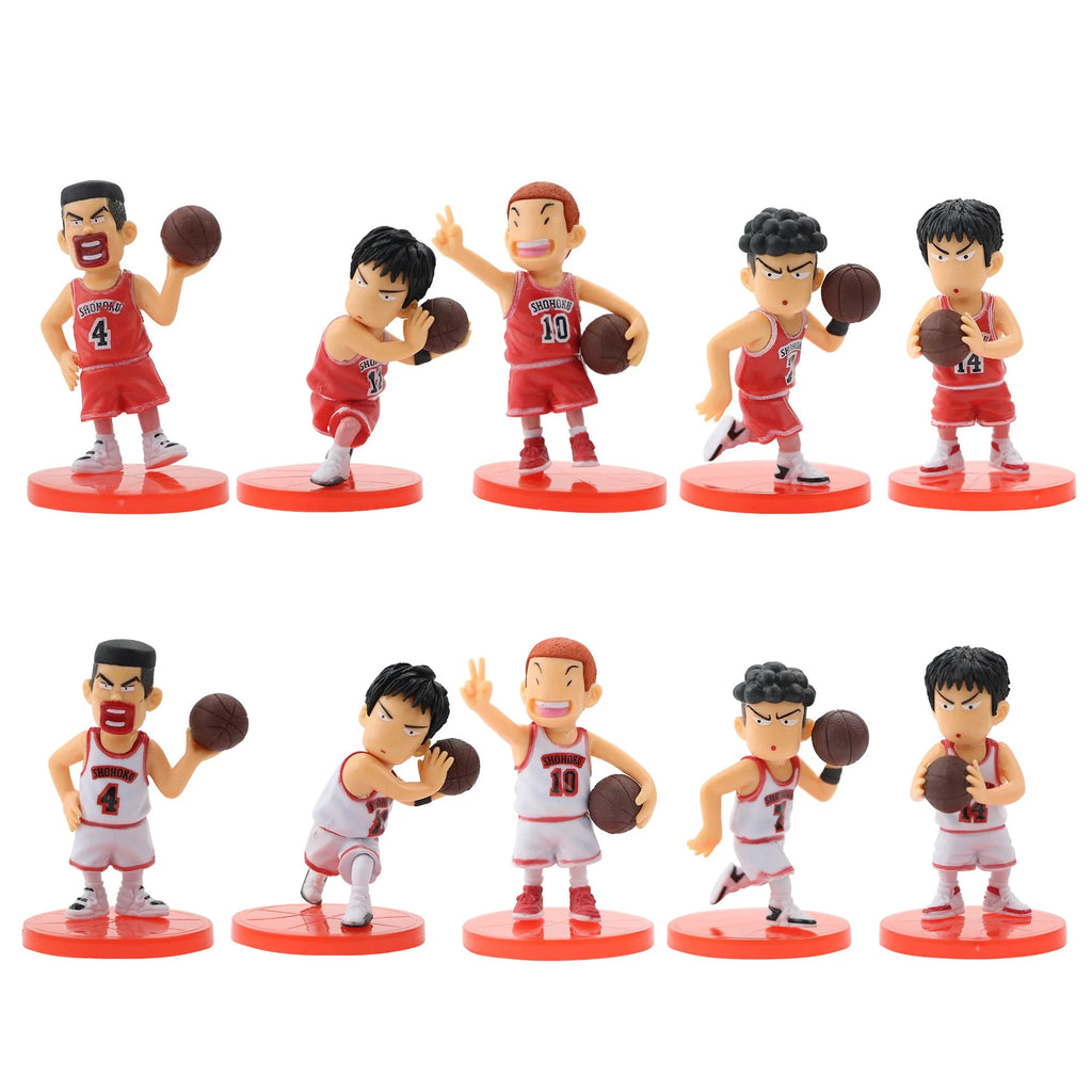 Slam Dunk Q Edition Five Piece Set Sakuragi Hanamichi Ryukawa Maple Shobei Basketball Team Doll Handmade Ornament Car Decoration