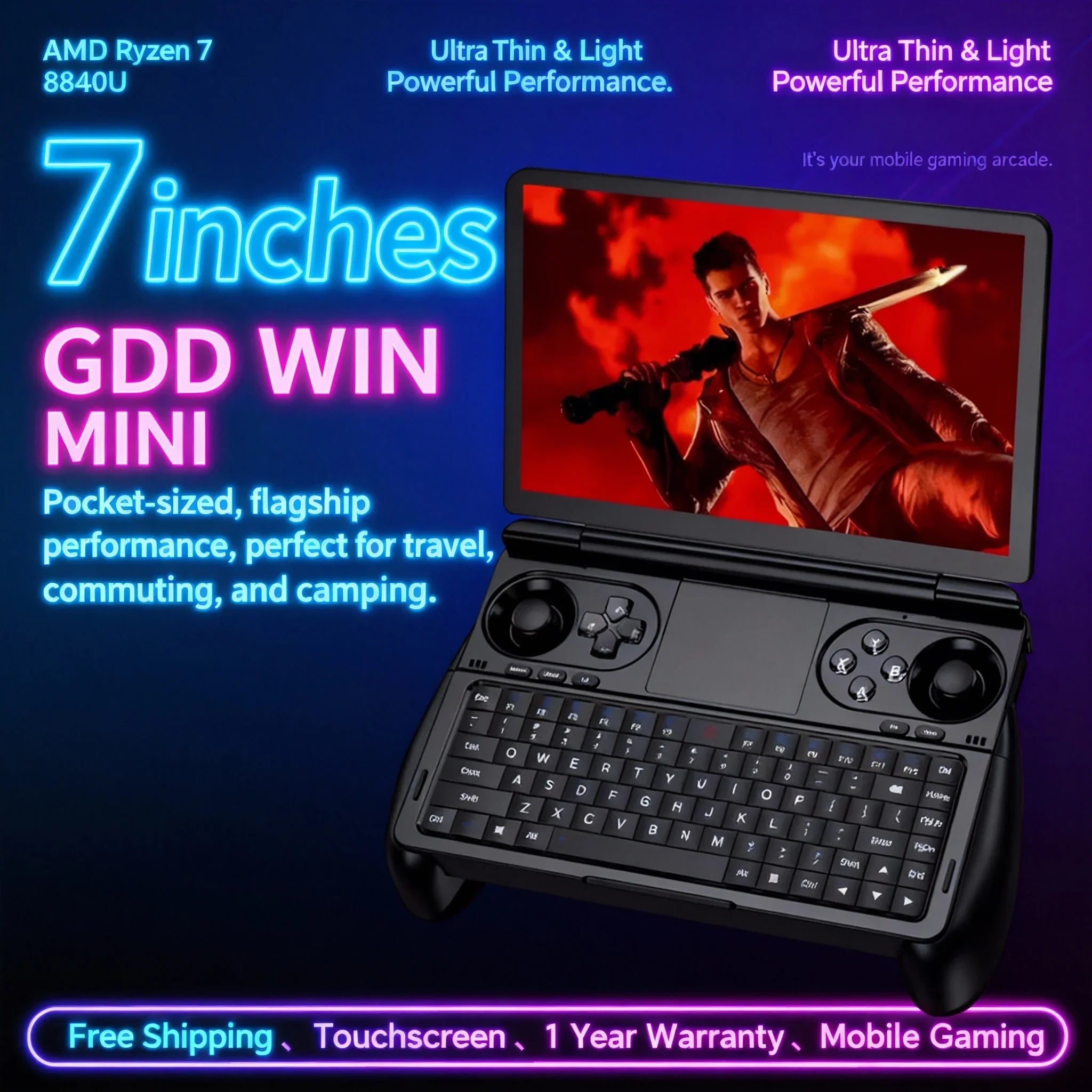 New2025 GPD WIN Mini AMD AI 9 HX 370 7 Inch Handheld GamePad Tablet 32GB RAM 2TB PCIE4.0 Pocket Mini Laptop Game Player Console