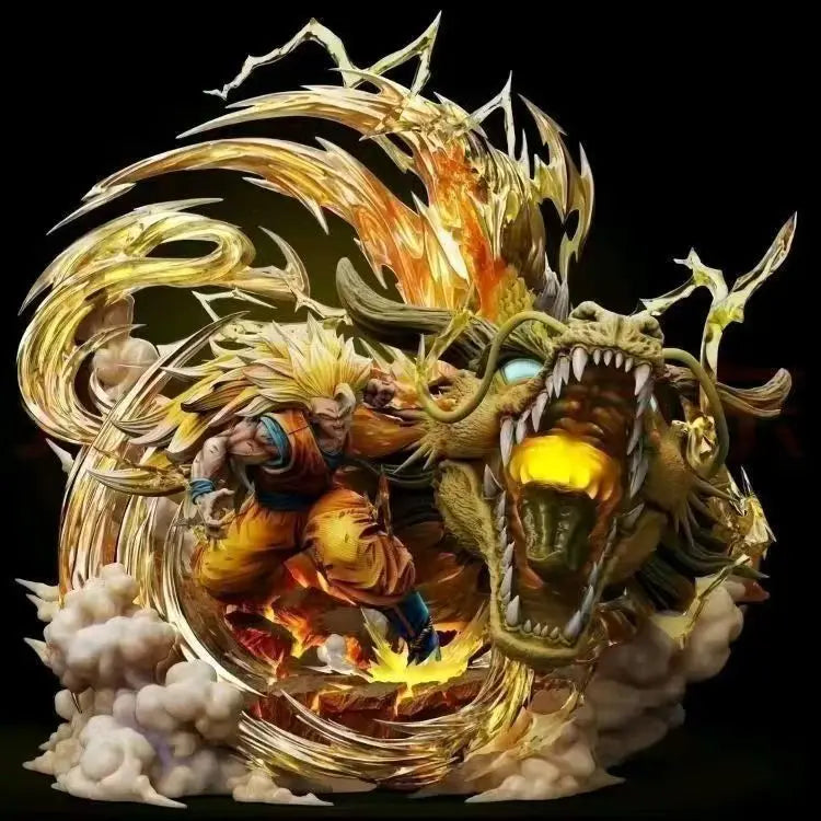 Dragon Fist Explosion Dragon Ball Super Saiyan 3 Son Goku Model Scene Statue Action Figure Collectible Display