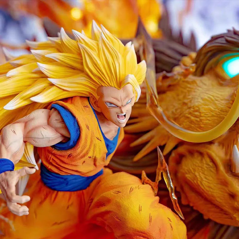 65cm Dragon Ball figures Goku Dragon Fist Super Saiyan3 Anime Figure PVC figurine Statue Collection can light