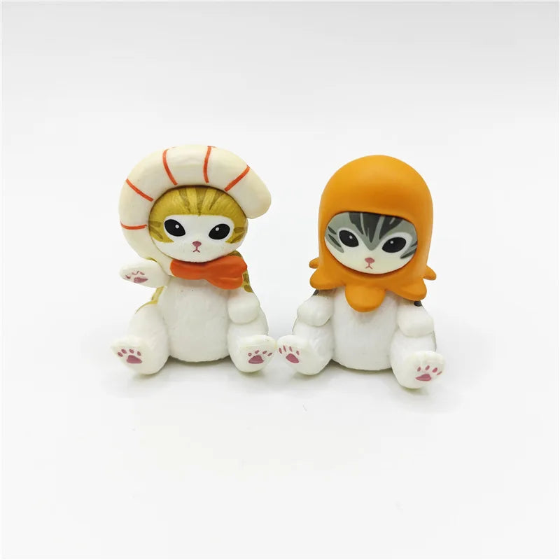 Mofusand Ocean Life Action Figure with Shrimp Cat, Q Cute Cartoon Toy, and Claw Machine Model Display