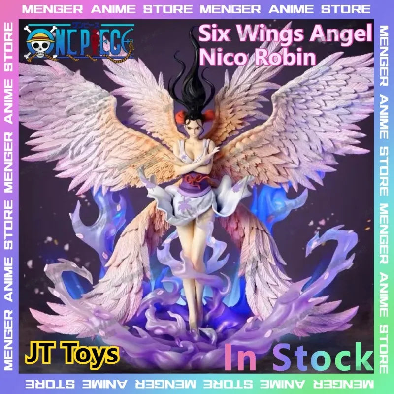 JT Toys One Piece Nico Robin Six Wings Angel Action Figure Statue Full Painted PVC Model Collectible Premium Desk Decor Gift Toy