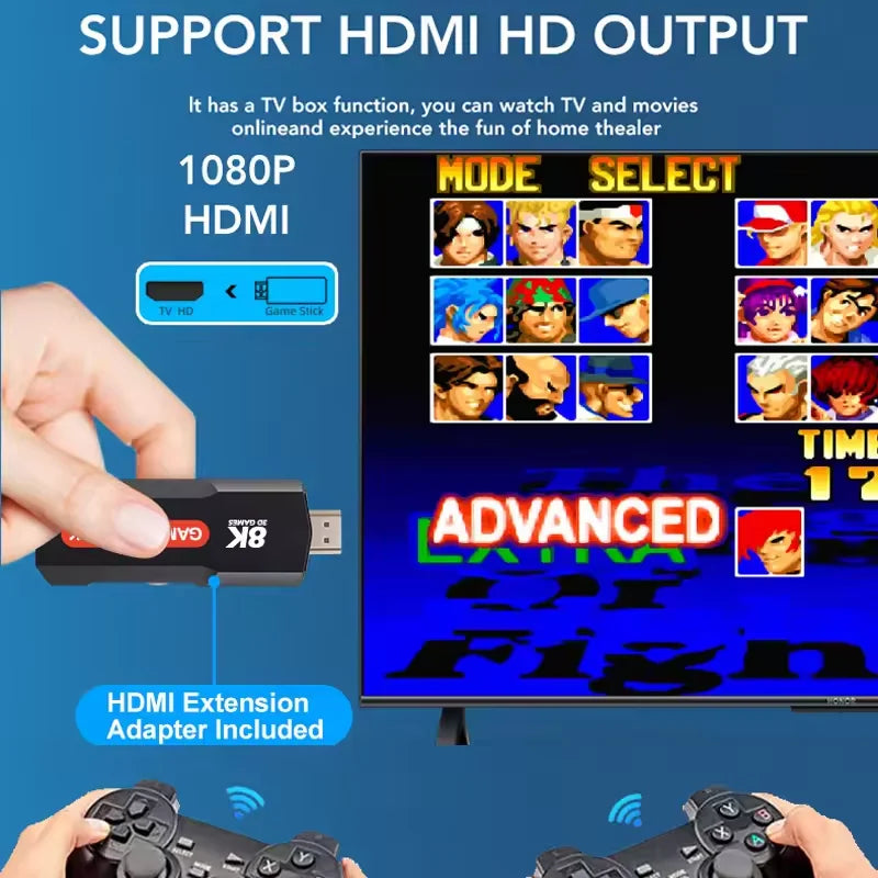 X2 Game Stick Classic 4K Retro Game 5G WiFi Video Game Console Wireless Handheld Gamepads Dual System(Game and TV System)