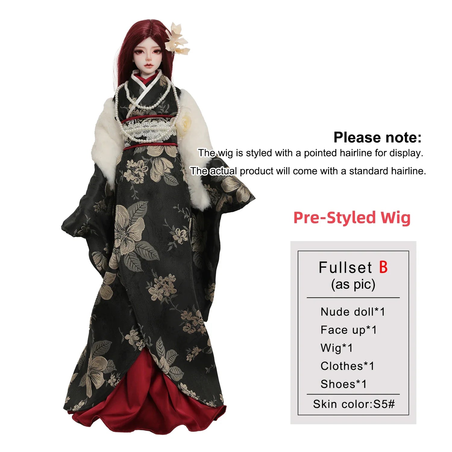 BJD Doll 1/3 Zhihui Fullset B Japanese Kimono Style The Boss Lady Underworld Shuga Fairy Resin Figure with Appliqués