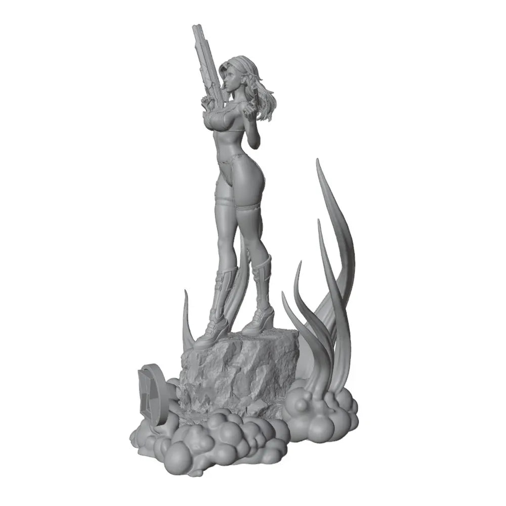 1/24 Female 	Warrior Resin Model Kits Unassembled And Unpainted GK Miniature 3D Printed Gray Model Figurine DIY Doll Collection