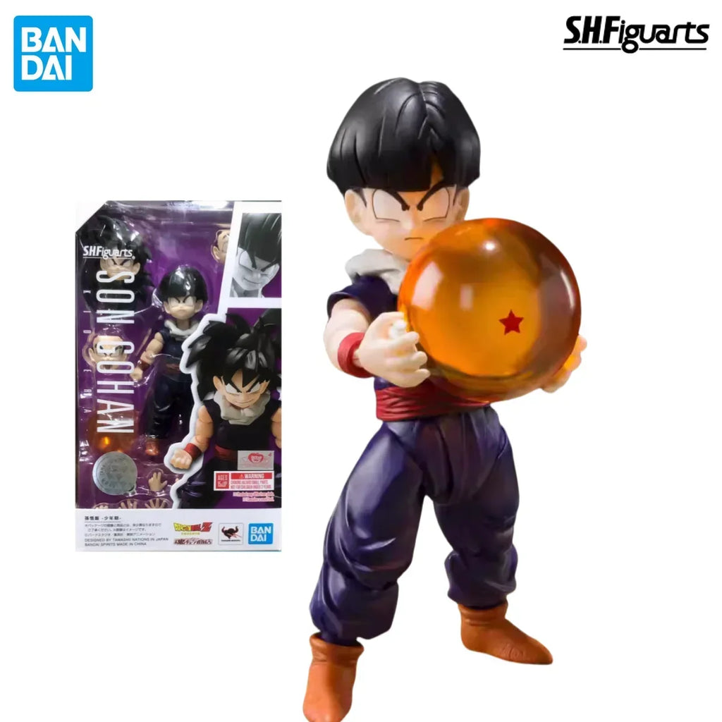 In Stock BANDAI S.H.Figuarts Original Dragon Ball Z Son Gohan Kid Era Anime Action Figure Replaceable Face Toy Gift for Kid