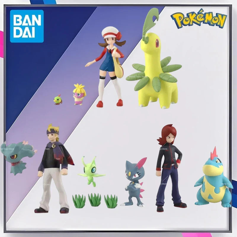 Bandai Original Scale World POKEMON Johto Region Kotone Endivie Silber Karnimani Jens Celebi Anime Figuren Spielzeug für Kinder Geschenk