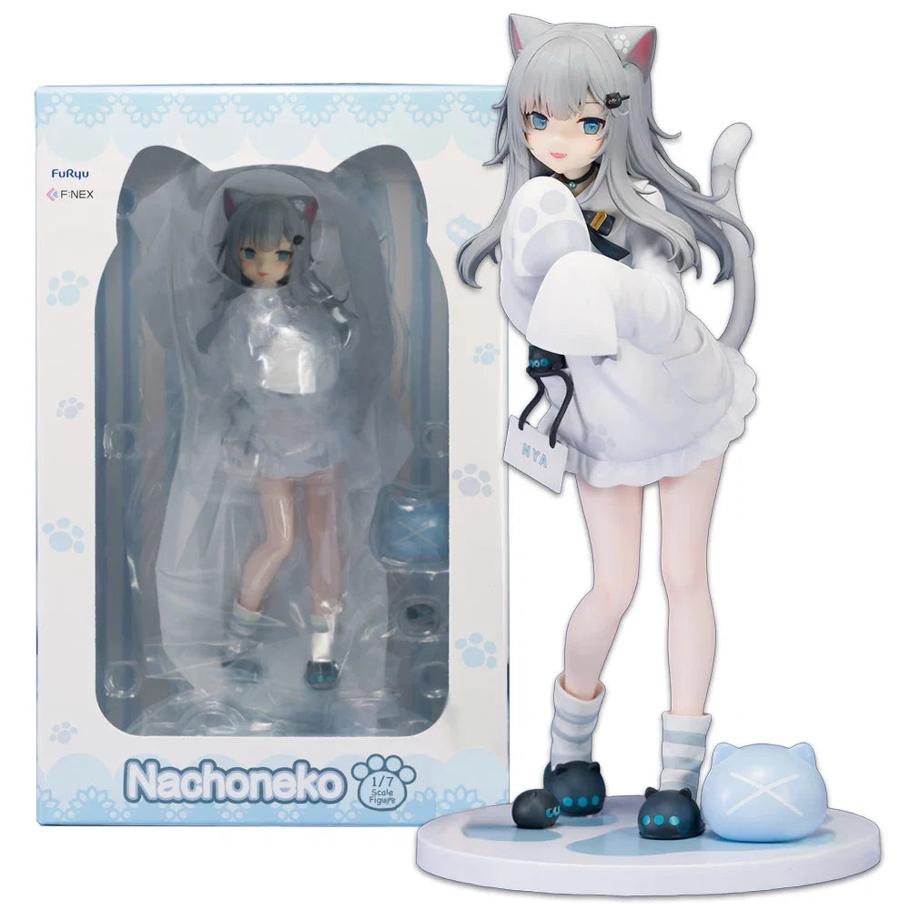 22CM Anime Nachoneko Channel Hennyano Nachoneko Figure Standing Model Toy Doll Cute Action Figure PVC 1/7