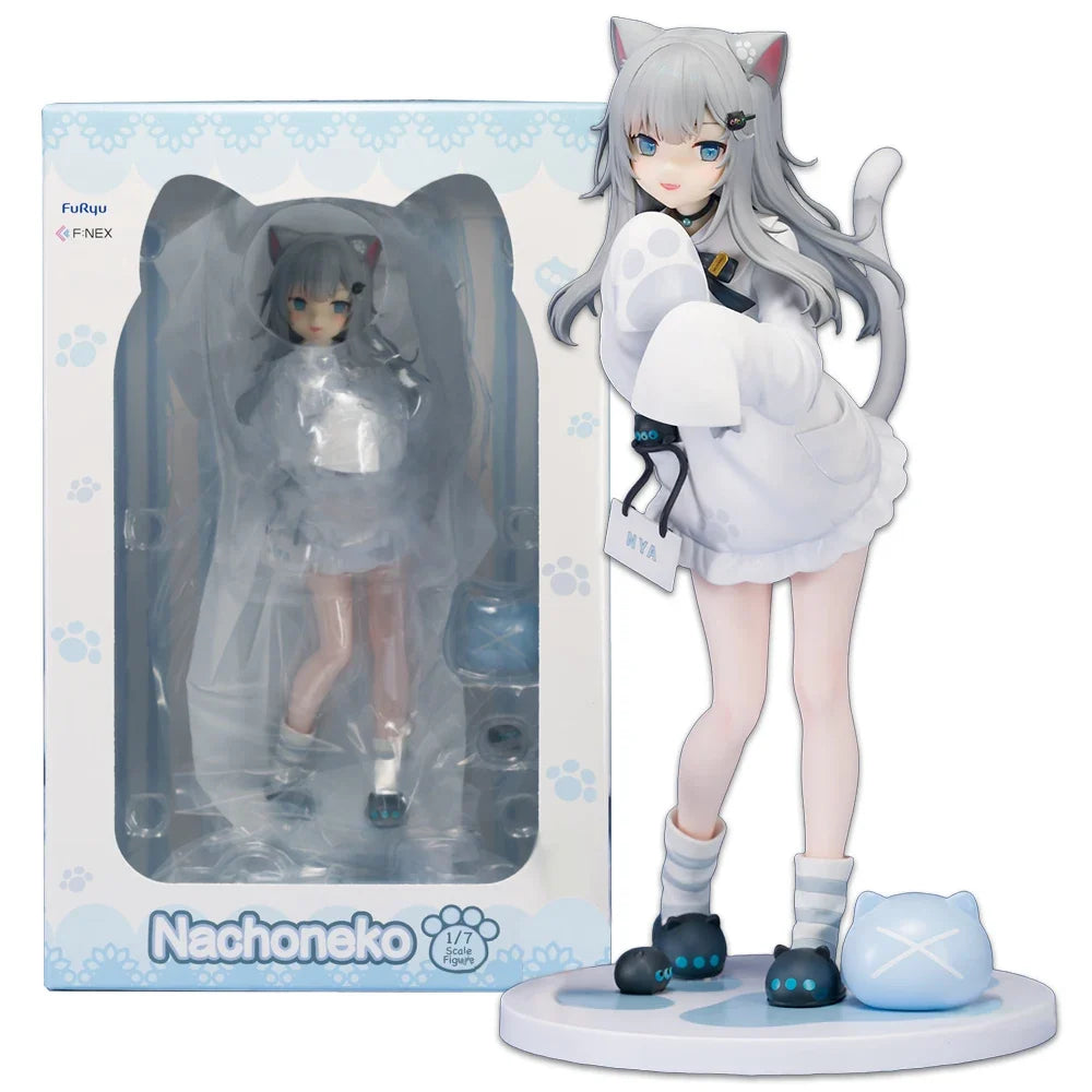 22CM Anime Nachoneko Channel Hennyano Nachoneko Figure Standing Model Toy Doll Cute Action Figure PVC 1/7