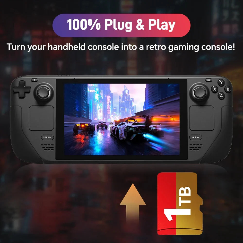 Steam Deck Micro SD Card Retro Gaming TF Card With 65200+Games&70+Emulators for Steam Deck/Wins Handheld/PC for PS3/PS2/PSP/MAME