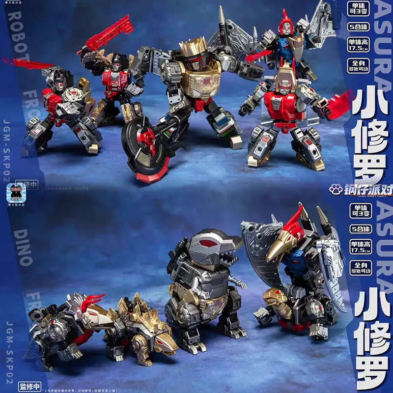 In Stock Transformation Laser Cat Steel Head JGM-SKP02 Beast Dinoking 5 in 1 Combiner Action Figures Model Collection Toy Gift