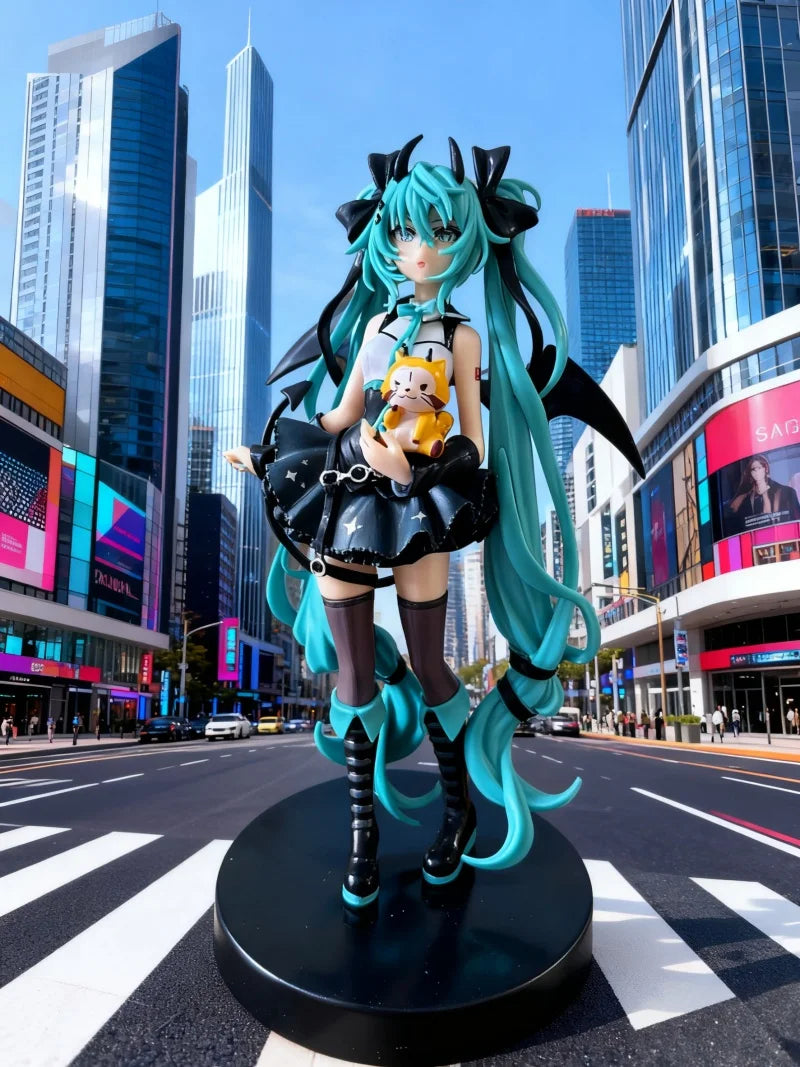 New anime character Hatsune Miku, a little devil a raccoon and a dark ange suitable for decorations toys models tabletop ornamen