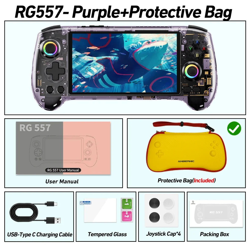 ANBERNIC RG557 Handheld Game Console 5.48'' AMOLED Android 14 5500mAH Bluetooth 5.3 Portable Video Game Player Dimensity 8300