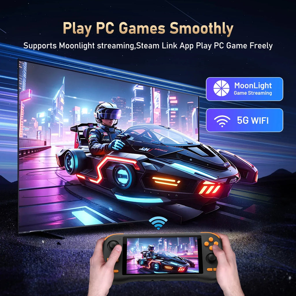 KINHANK K56 Handheld Game Console 5.5'' Touch Screen 50 Emulators for PS1/PSP/DC/SS Android 14 5000mAh WIFI5 Retro Game Player