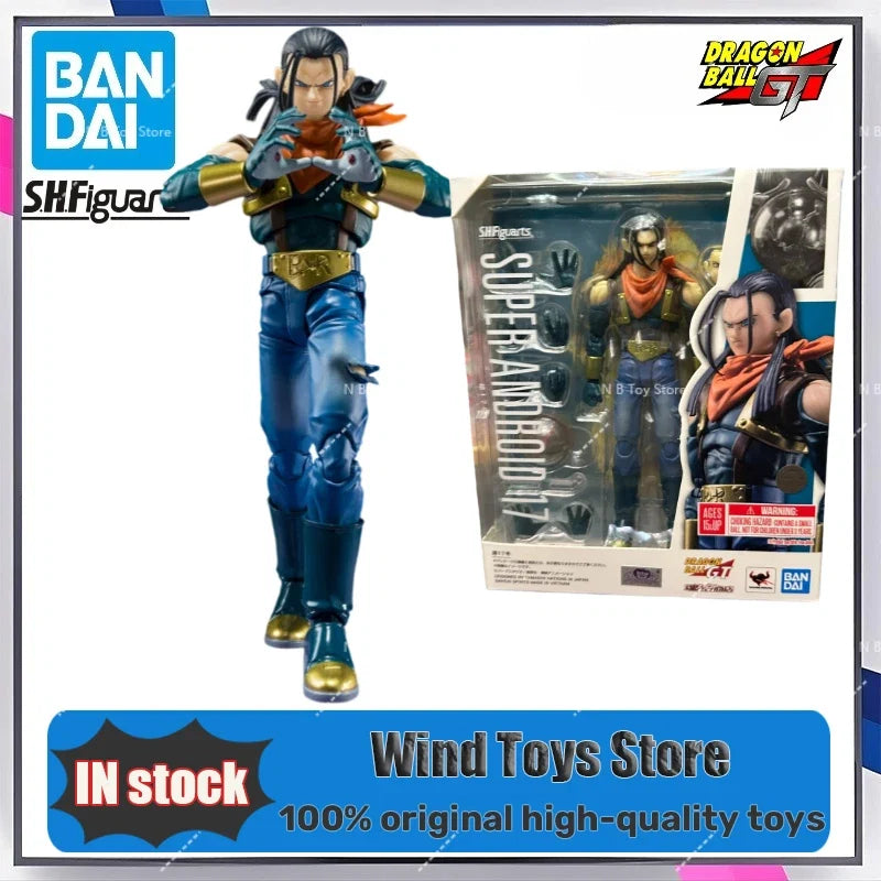 Original Bandai S.H.Figuarts Dragon Ball GT Super Android 17 Collection of Authentic PVC Models, Action Statuette