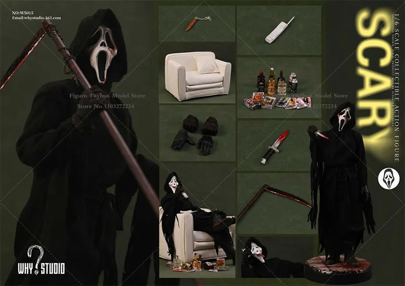 In Stock WHY STUDIO WS015 1/6 Scale Collectible Scary Action Figure Black Cloak Decoration 12" Full Set Soldier Model Toys
