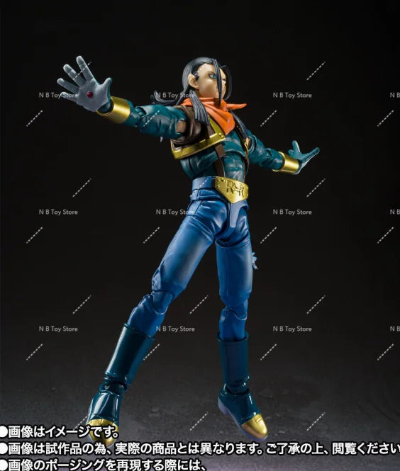 Original Bandai S.H.Figuarts Dragon Ball GT Super Android 17 Collection of Authentic PVC Models, Action Statuette