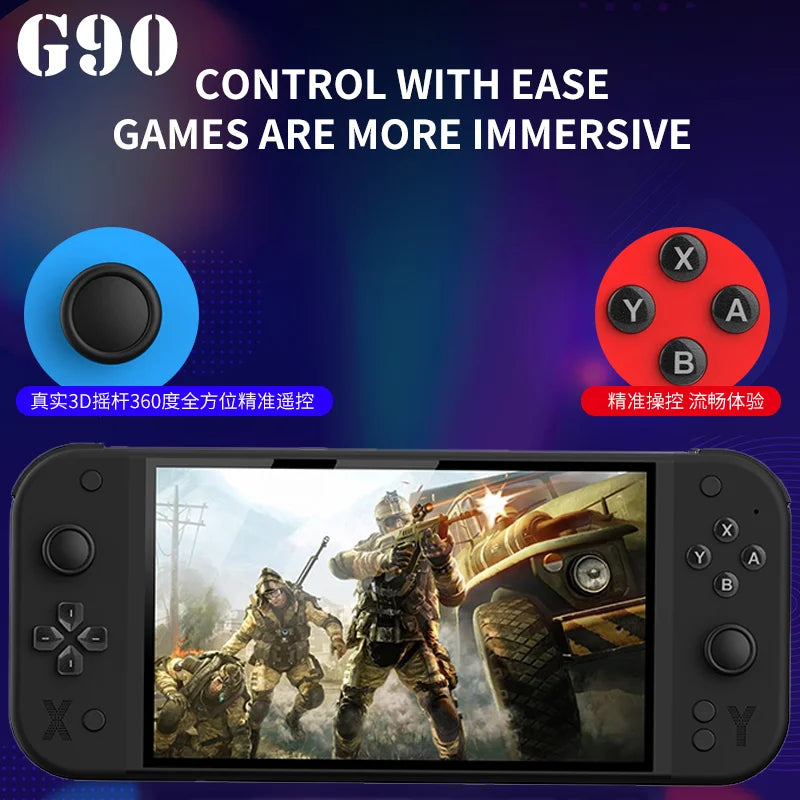 G90 PSP 7-inch 64GB 4000mAh Portable Arcade Gaming Console, Compatible with PSP/PS1 Retro TV Game Controllers, Gift for Boys